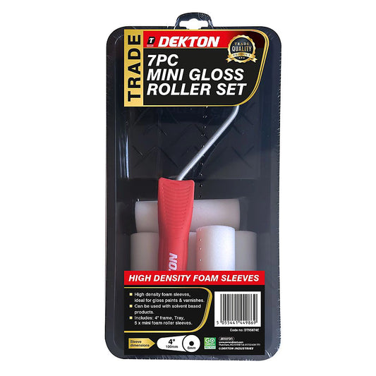 Mini Gloss Paint Roller Set 4" 7pc (Dekton)