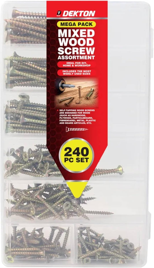 Dekton Mixed Wood Screw Assortment Mega Pack 240pc